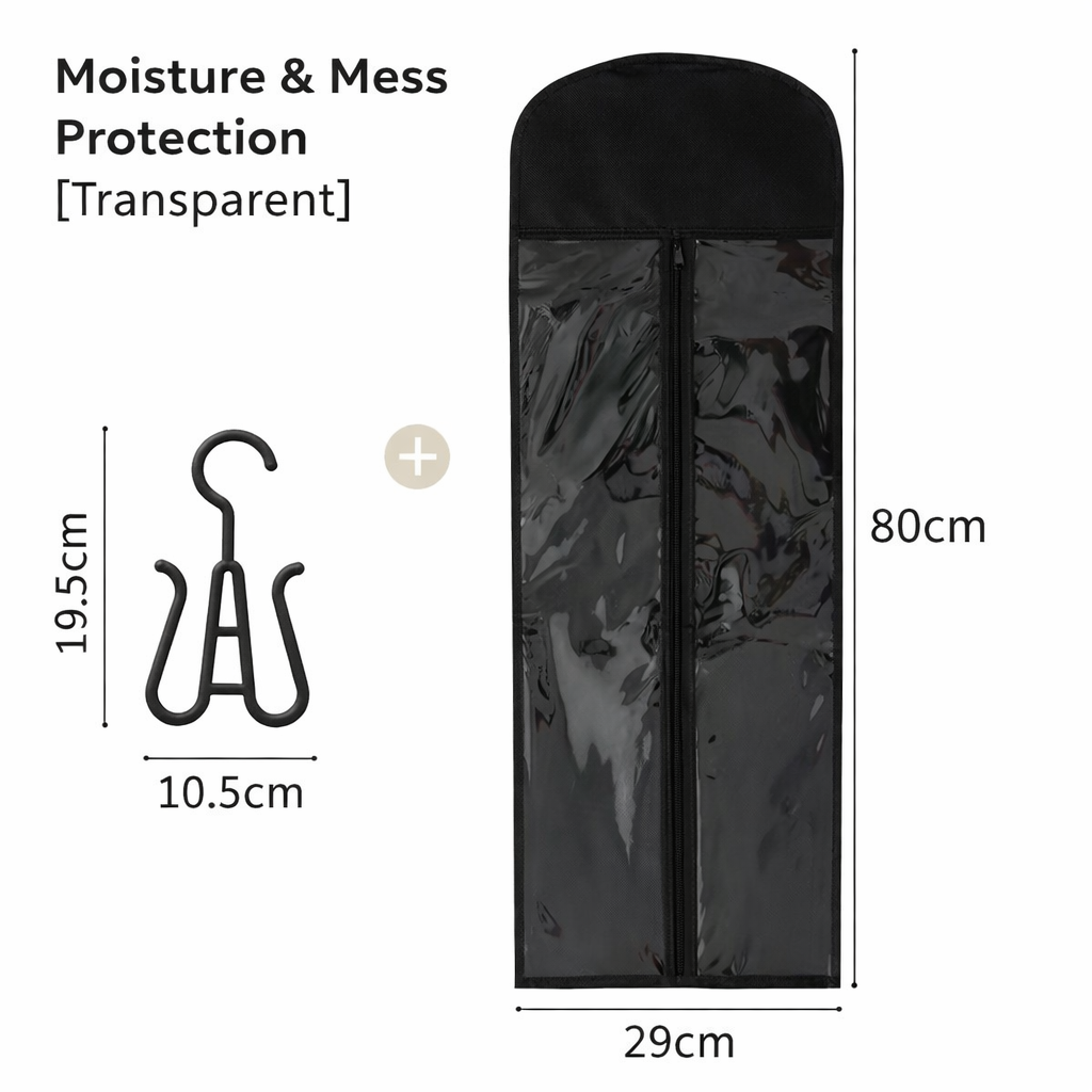 Hair Extension Storage Bag with Hanger, 80cm Transparent Wig Holder for Multiple Wigs, Dust-Proof Non-Woven Wig Storage Organizer with Hook for Salon, Home, Travel and Closet Use