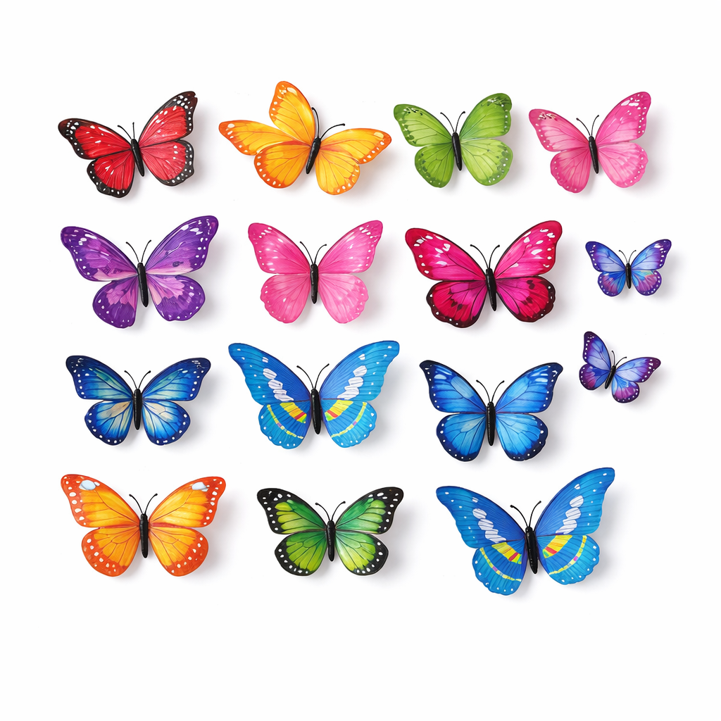 12PCS 3D Butterfly Wall Decals, Colorful Removable Butterfly Wall Sticker with 3D Effect for Bedroom, Living Room, Kids Room, Party and Wedding Decoration on Walls, Furniture, Decor, and Art