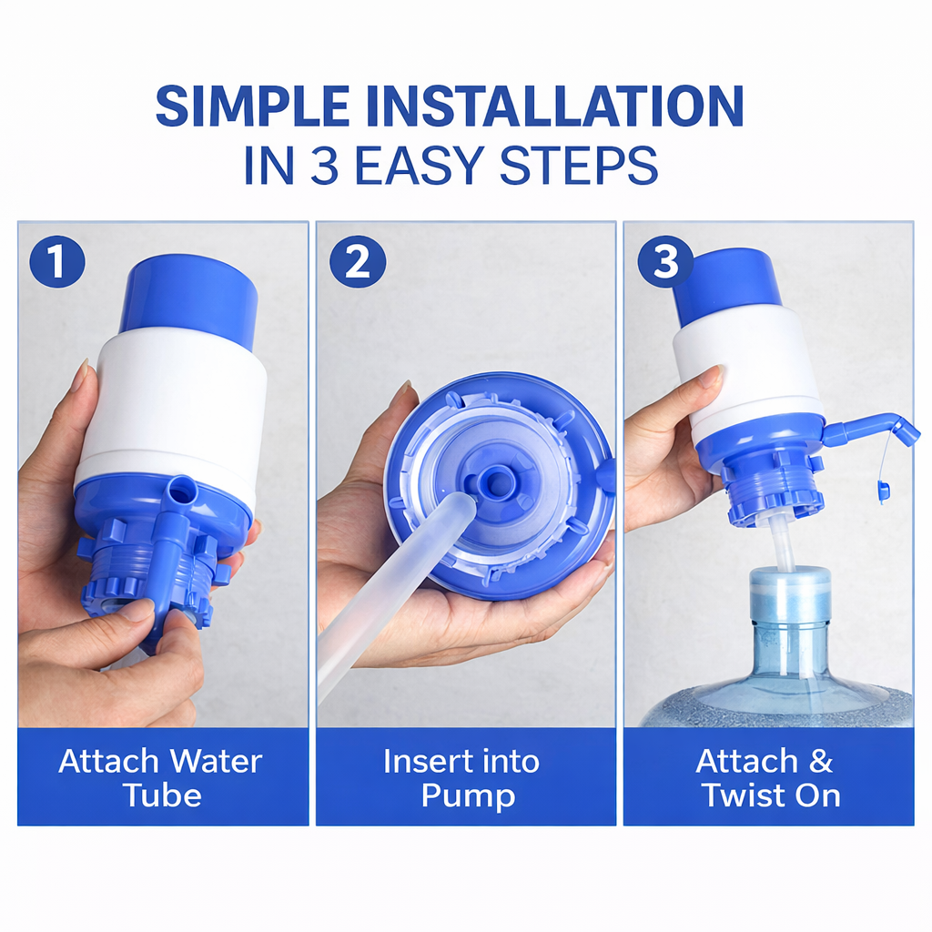 Manual Water Dispenser Pump for Water Bottles, BPA Free Hand Press Drinking Water Pump with Large Flow, Dust Proof Design, Easy Installation for Home, Office, Camping and Outdoor Use