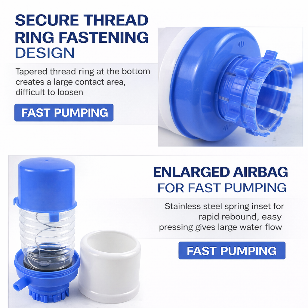 Manual Water Dispenser Pump for Water Bottles, BPA Free Hand Press Drinking Water Pump with Large Flow, Dust Proof Design, Easy Installation for Home, Office, Camping and Outdoor Use