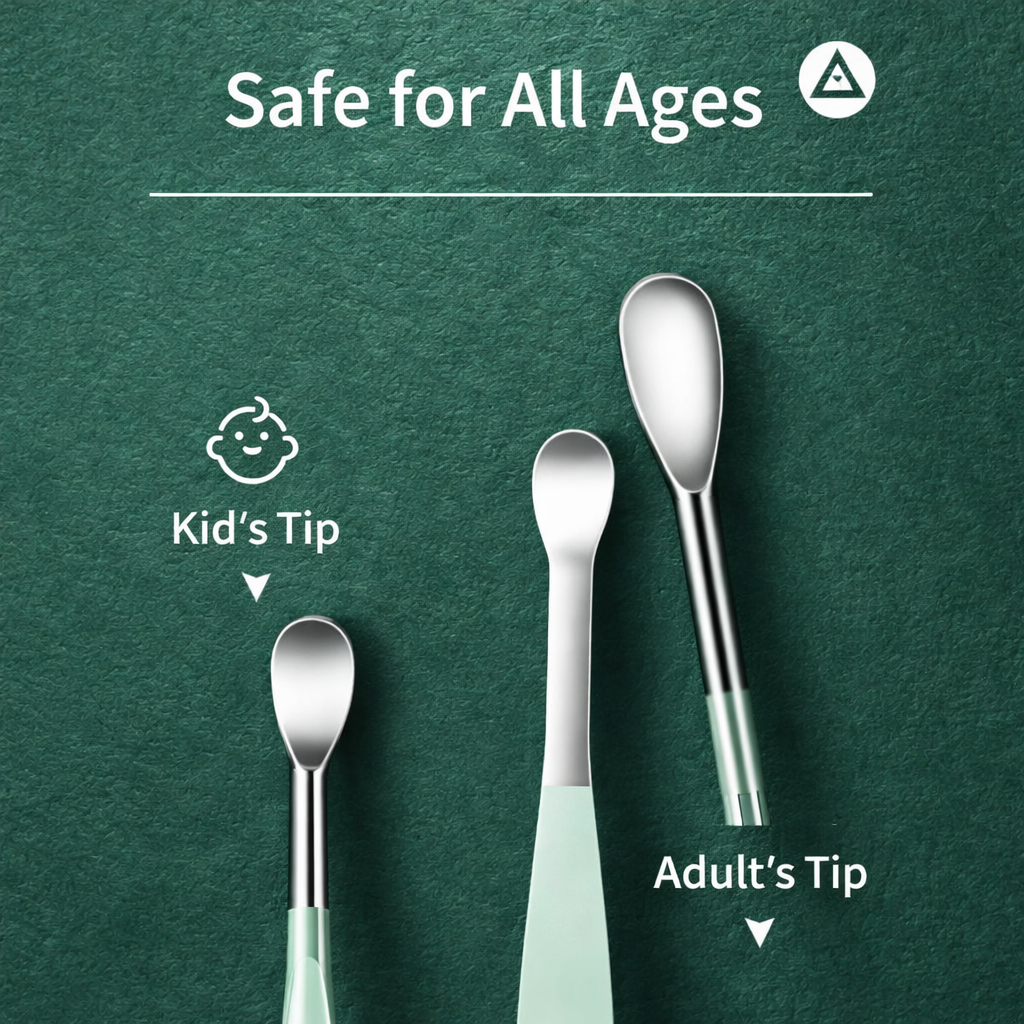 Ear Cleaning 6pcs Set, Stainless Steel Earwax Removal Tools with Spoon, Spiral and Spring Tips, Reusable Hygienic Ear Pick Kit with Portable Leather Case for Adults and Kids Family Use