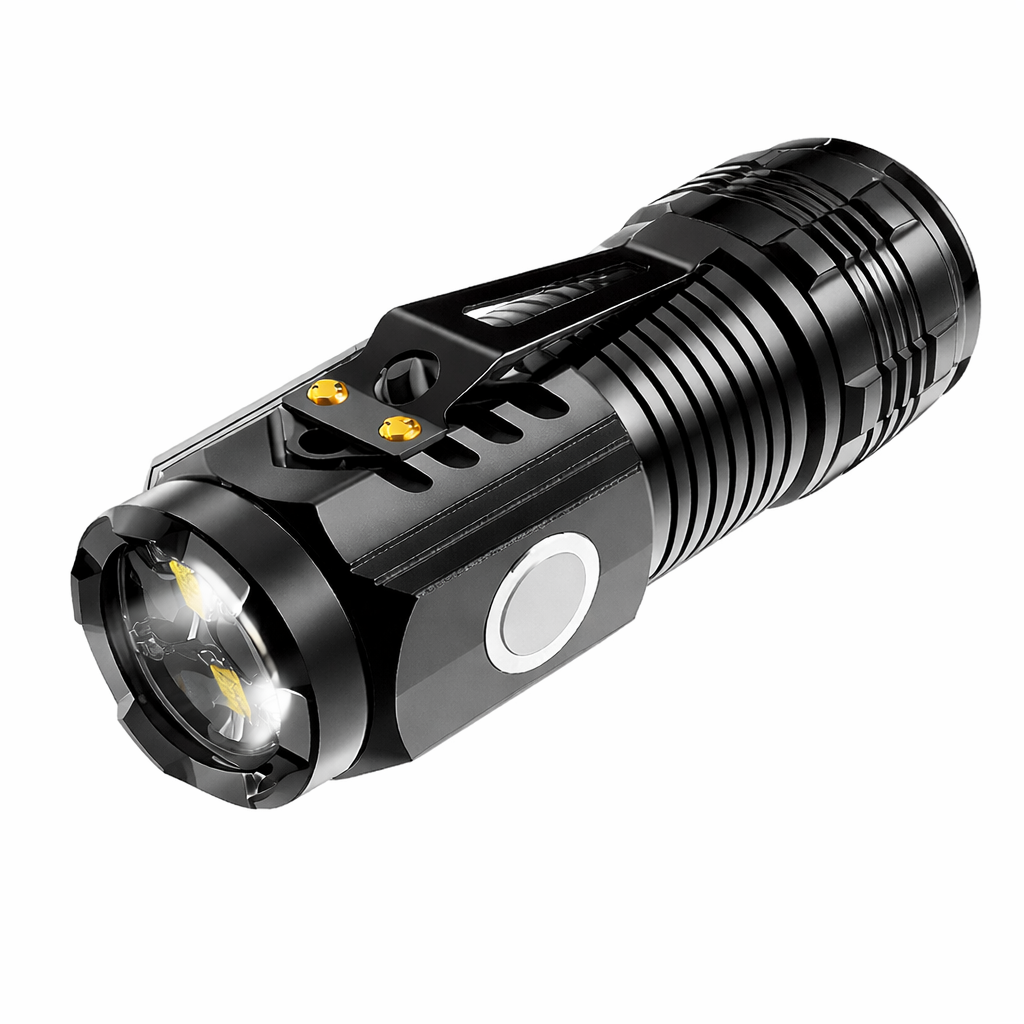 3LED Super Bright Portable Mini Flashlight, USB-C Long-Range Torch Rechargeable with Pen Clip, Tail Magnet, 5 Light Modes, IPX4 Waterproof, Ideal for Outdoor Emergency, Camping Flash light Torch Light