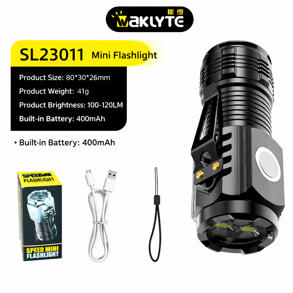 3LED Super Bright Portable Mini Flashlight, USB-C Long-Range Torch Rechargeable with Pen Clip, Tail Magnet, 5 Light Modes, IPX4 Waterproof, Ideal for Outdoor Emergency, Camping Flash light Torch Light
