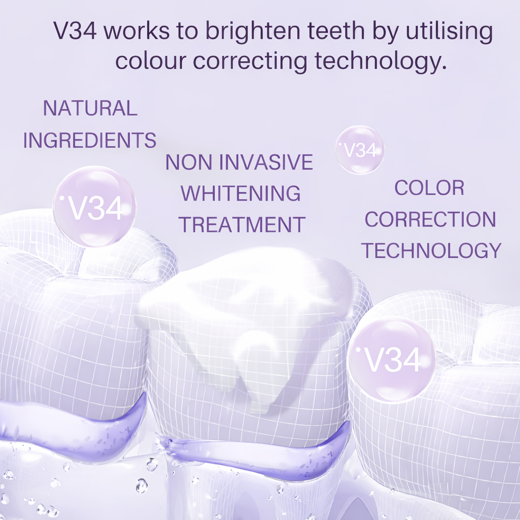 V34 Teeth Whitening Mousse Deep Cleaning Toothpaste for Cigarette Stains Repair, Neutralizes Yellow Tones, Removes Dental Plaque, Brightens Teeth Surface and Freshens Breath for Daily Oral Care