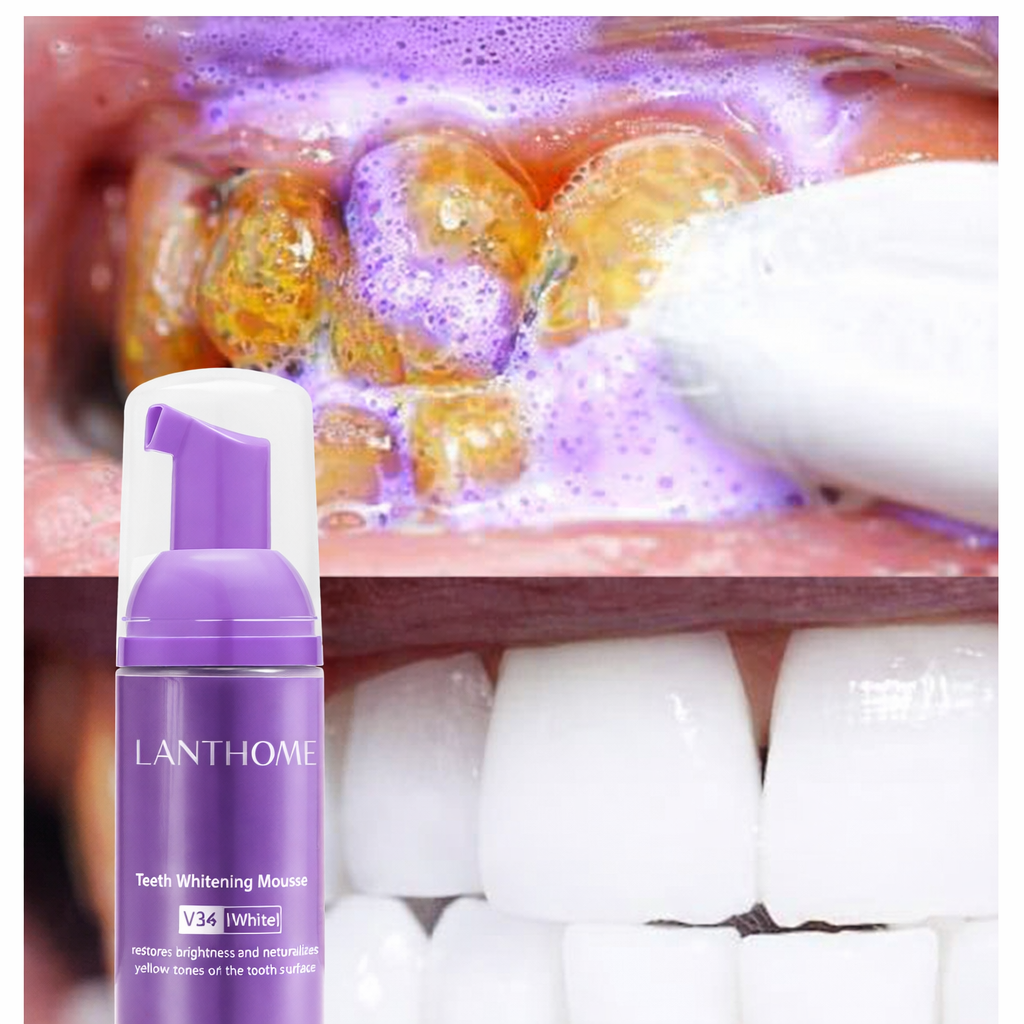 V34 Teeth Whitening Mousse Deep Cleaning Toothpaste for Cigarette Stains Repair, Neutralizes Yellow Tones, Removes Dental Plaque, Brightens Teeth Surface and Freshens Breath for Daily Oral Care