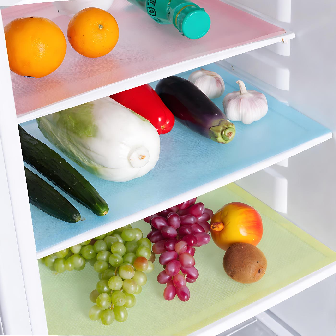 8Pcs/Set Refrigerator Waterproof Mats Antibacterial Fridge Shelf Liners for Cabinets, Tables, Drawers and Kitchen Storage, Easy to Clean Non-Slip Refrigerator Pads for Kitchenware Organization