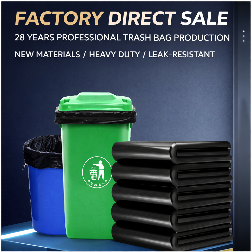 Heavy Duty Black Trash Bags 45×55cm Extra Thick 2.0 Micron Garbage Bags, Leakproof and Tear Resistant, Odorless Strong Plastic Waste Bags for Kitchen, Office, Outdoor and Commercial Use