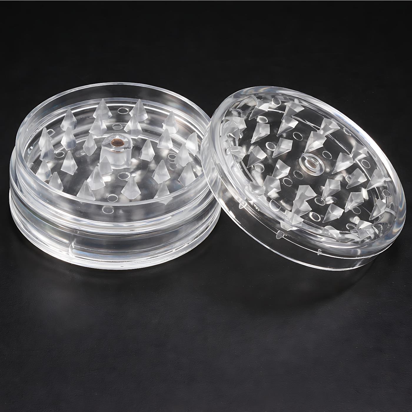 Premium Clear Acrylic Herb Grinder with Dual Layers, Sharp Pyramid Teeth, Smooth Rotation & Easy-Clean Design – Perfect for Grinding Herbs, Spices, Tobacco and Kitchen Use, Durable and weedsGrinder