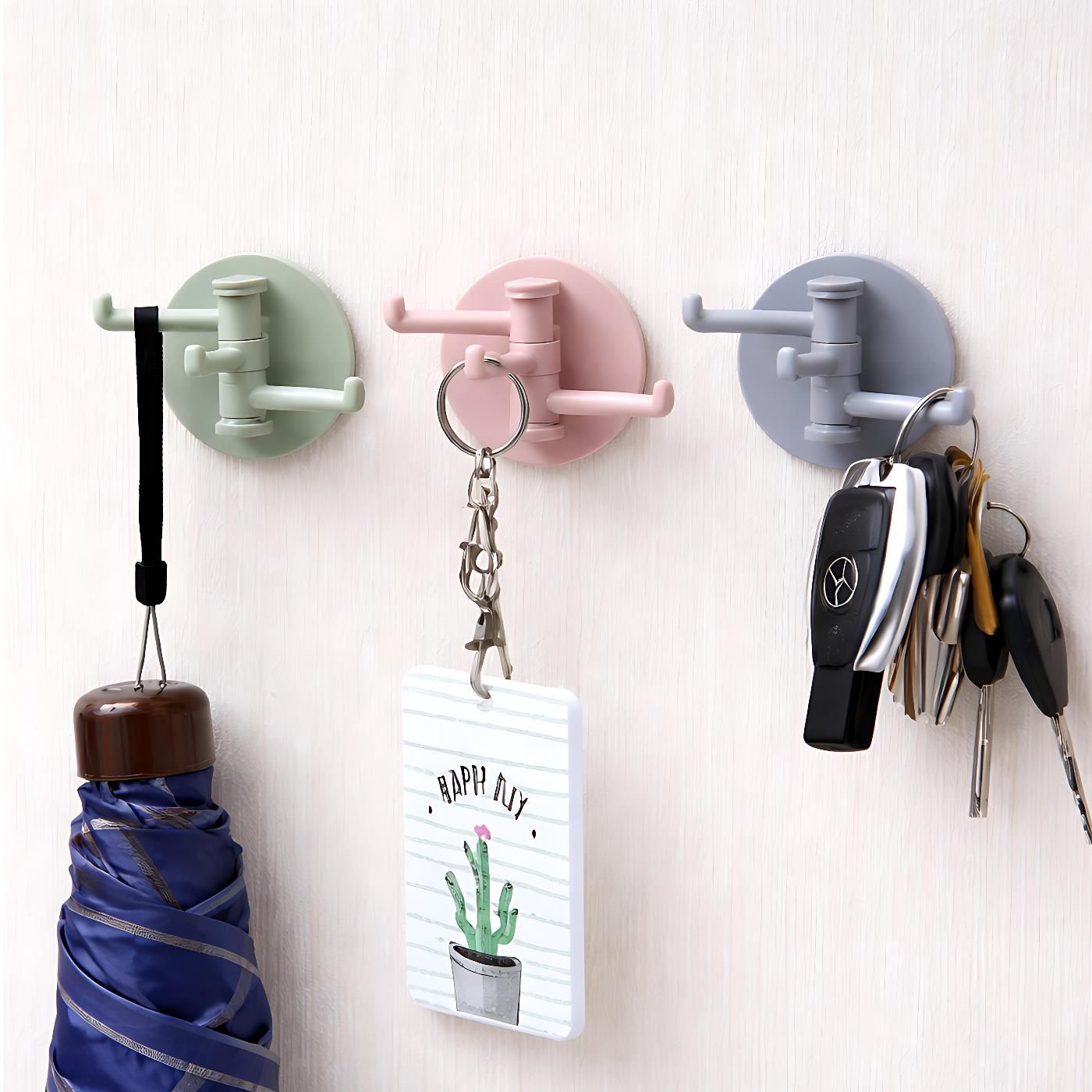 3-Pack Self-Adhesive Kitchen & Bathroom Wall Hooks, Durable Aluminum Key Holder, and Multi-Purpose Storage Rack for Towels, Bags, Utensils, and Doors - Strong Adhesive, Rust-Resistant, Space-Saver