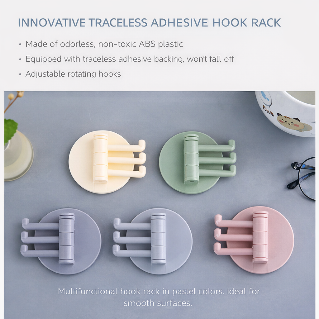 3-Pack Self-Adhesive Kitchen & Bathroom Wall Hooks, Durable Aluminum Key Holder, and Multi-Purpose Storage Rack for Towels, Bags, Utensils, and Doors - Strong Adhesive, Rust-Resistant, Space-Saver