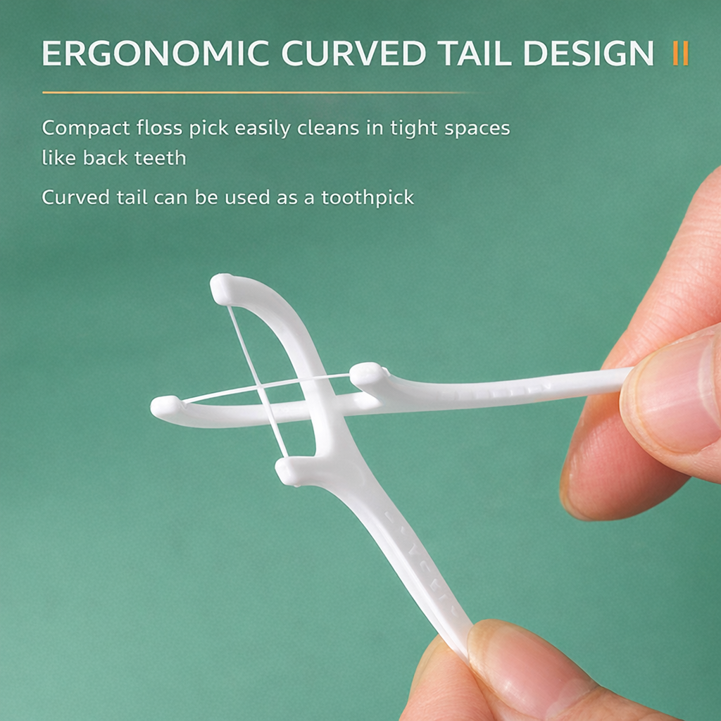 Dental floss picks 50-pack with portable storage case, strong shred-resistant thread, and ergonomic easy-grip handle - designed for deep cleaning, plaque removal, and maintaining fresh oral hygiene.