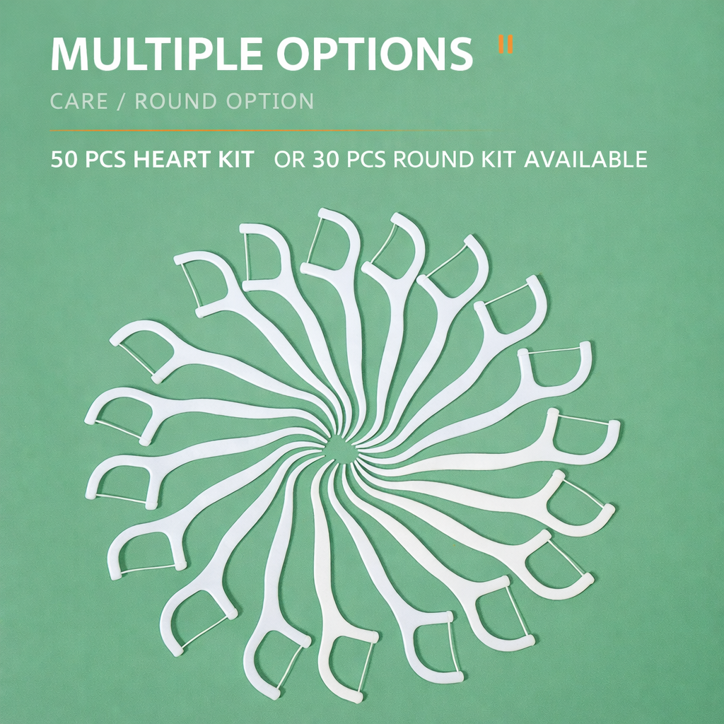 Dental floss picks 50-pack with portable storage case, strong shred-resistant thread, and ergonomic easy-grip handle - designed for deep cleaning, plaque removal, and maintaining fresh oral hygiene.