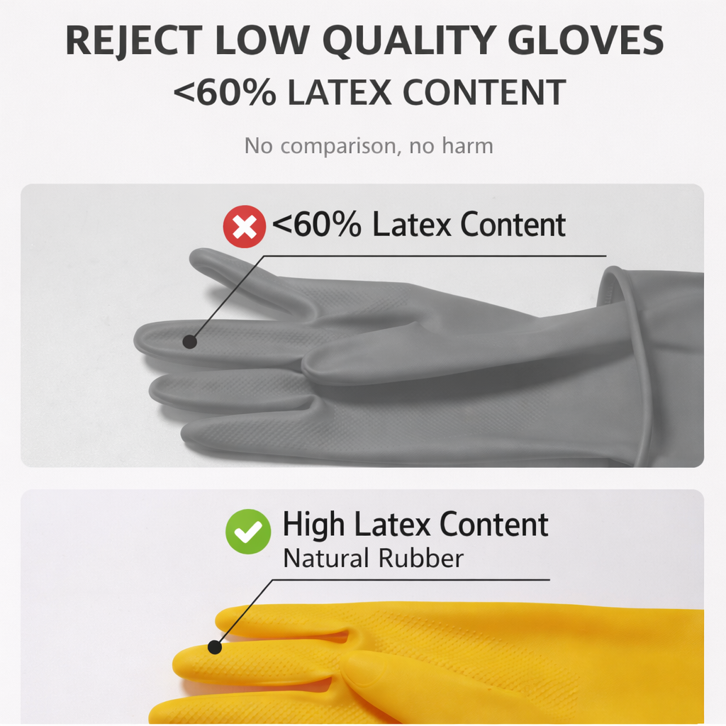 85g Heavy-Duty Yellow Latex Cleaning Gloves for Dishwashing, Laundry, Housework, and Kitchen Use – Durable, Long Cuff Design with Anti-Slip Grip, Waterproof Protection, and Comfortable Fit for Daily