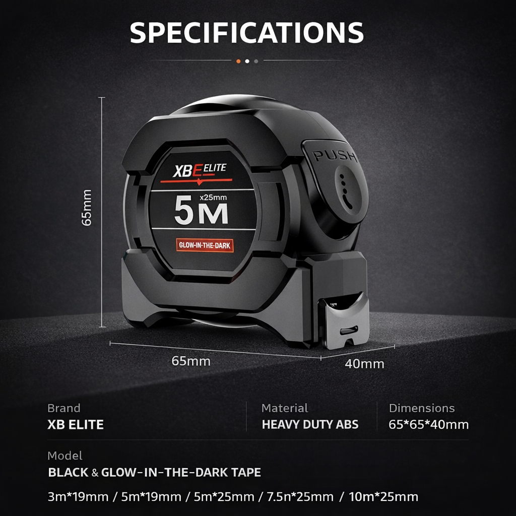 10M Self-Locking Fluorescent Steel Tape Measure – High Precision Laser-Etched Measuring Tool with Auto-Lock, Glow-in-the-Dark Markings, Durable Steel Blade, Smooth Retraction, and Heavy-Duty Shock-Res