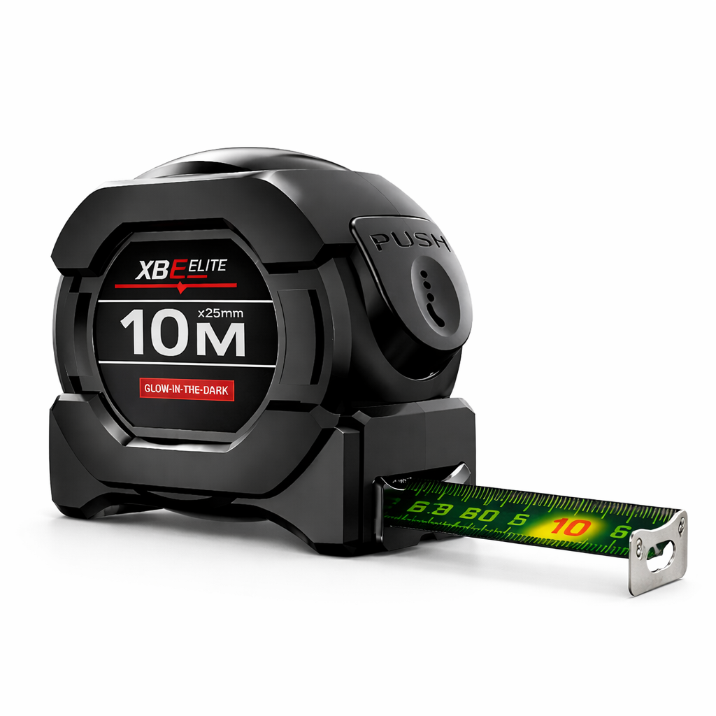 10M Self-Locking Fluorescent Steel Tape Measure – High Precision Laser-Etched Measuring Tool with Auto-Lock, Glow-in-the-Dark Markings, Durable Steel Blade, Smooth Retraction, and Heavy-Duty Shock-Res