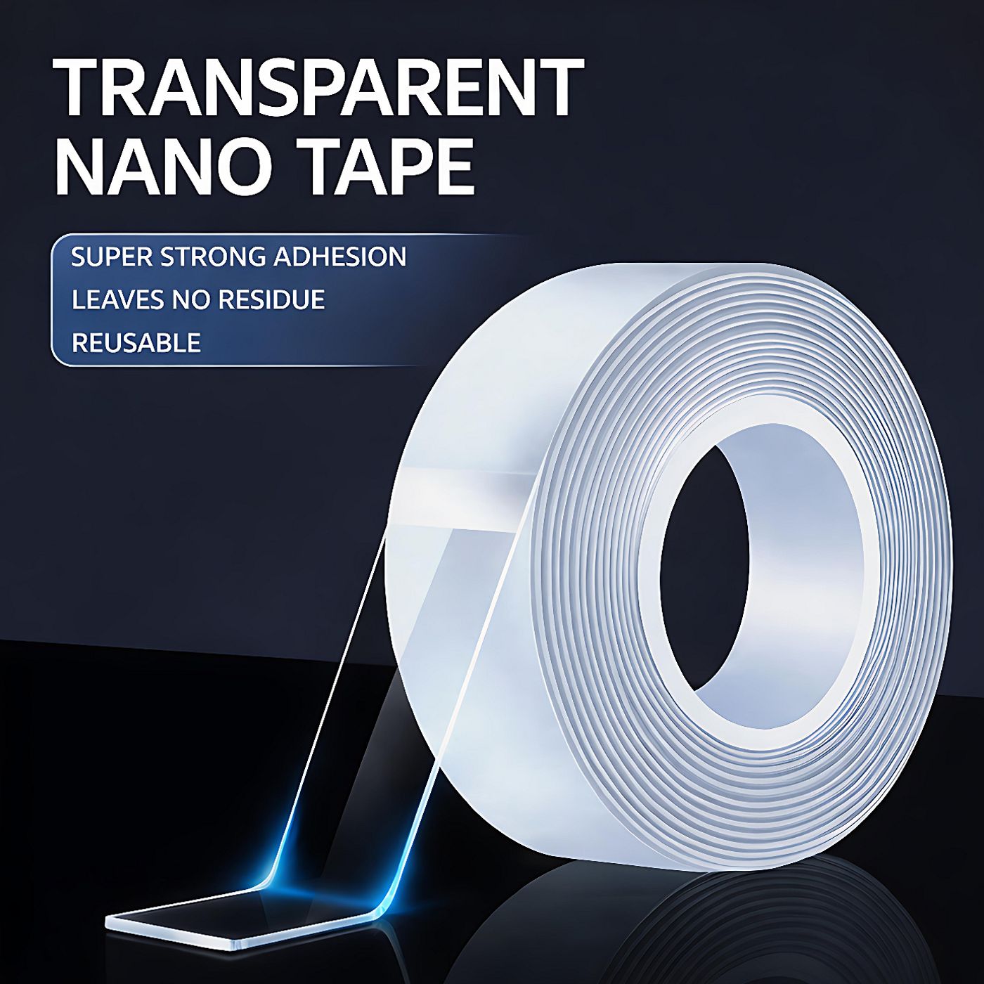 (30mm x 3 meters) Strong Transparent Nano Tape  Double Sided Tape, Traceless Adhesive, No Residue, High-Grip Reusable Magic Strip