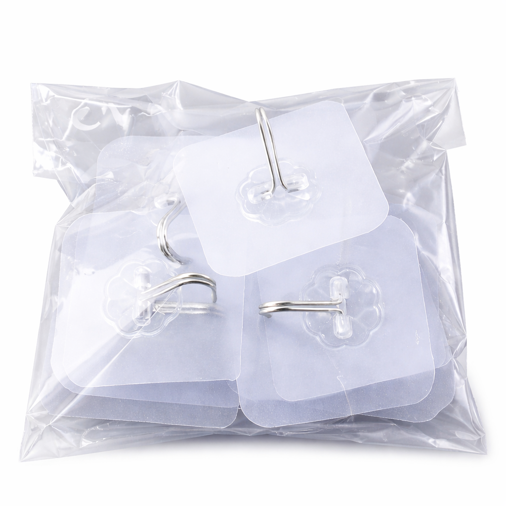 Strong Clear Adhesive Wall Hooks 30 Pack – Heavy Duty Waterproof Reusable Hooks for Kitchen & Bathroom Wall Hanging Hooks