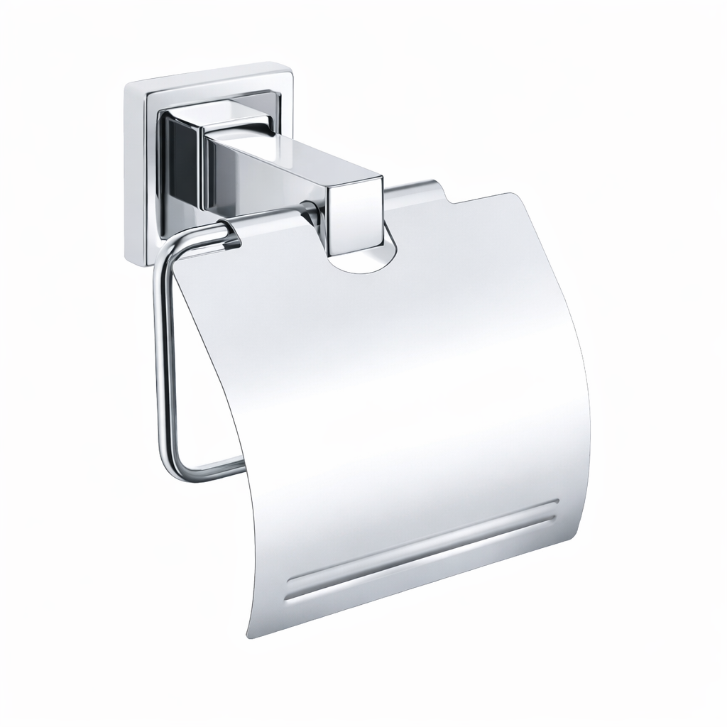 Stainless Steel Toilet Paper Holder with Cover – Wall Mounted, Rustproof, Modern Bathroom Tissue Rack