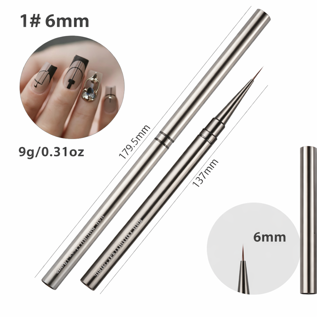 1 Piece Stainless Steel Nail Art Detail Brush—Ultra-Precision Fine Liner Pen for Detailed Nail Art, Gel Painting, Micro-Lines, Patterns & Salon-Quality Designs—Durable Handle