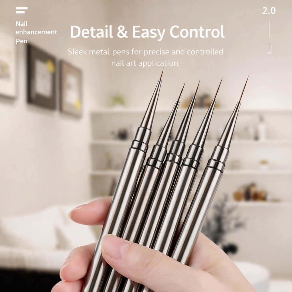 1 Piece Stainless Steel Nail Art Detail Brush—Ultra-Precision Fine Liner Pen for Detailed Nail Art, Gel Painting, Micro-Lines, Patterns & Salon-Quality Designs—Durable Handle
