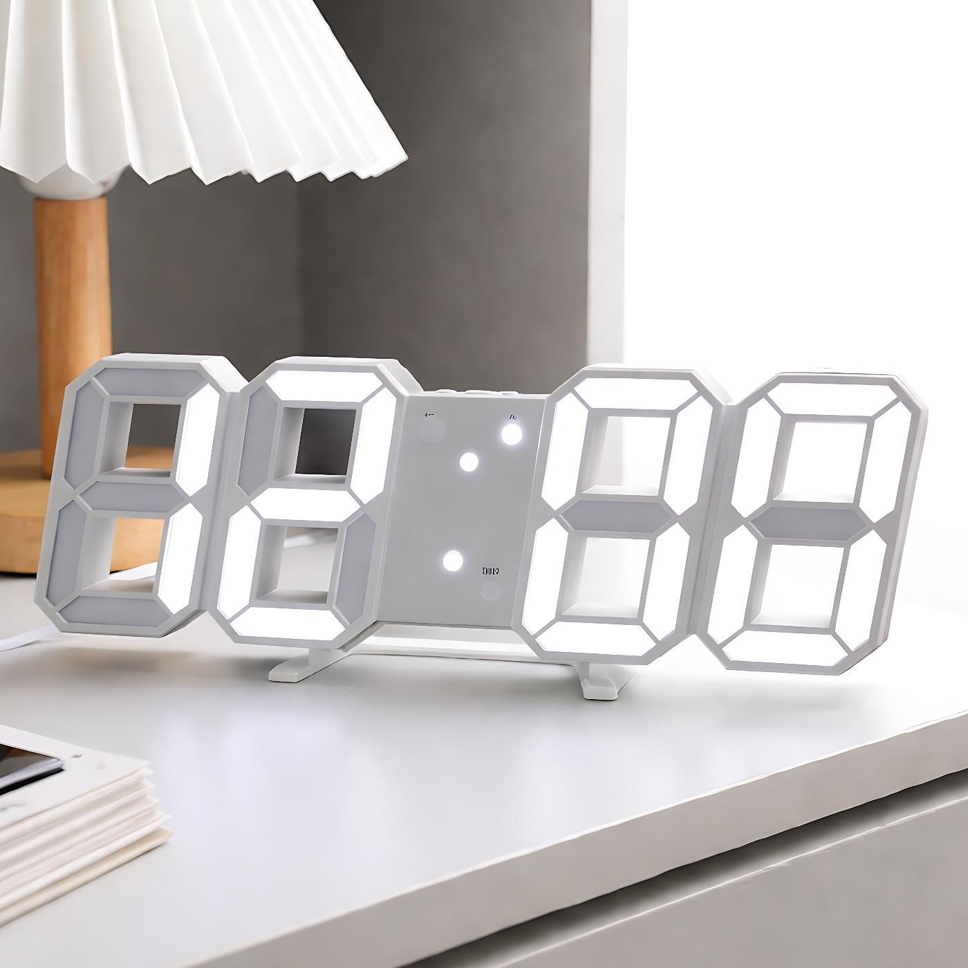 3D LED Digital Wall Clock with Bright Display – Modern Desk Clock with Alarm & Temperature