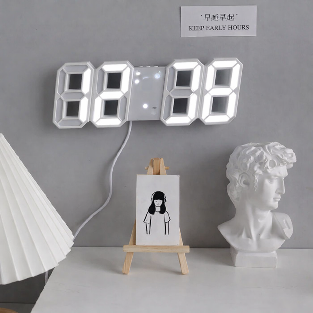 3D LED Digital Wall Clock with Bright Display – Modern Desk Clock with Alarm & Temperature