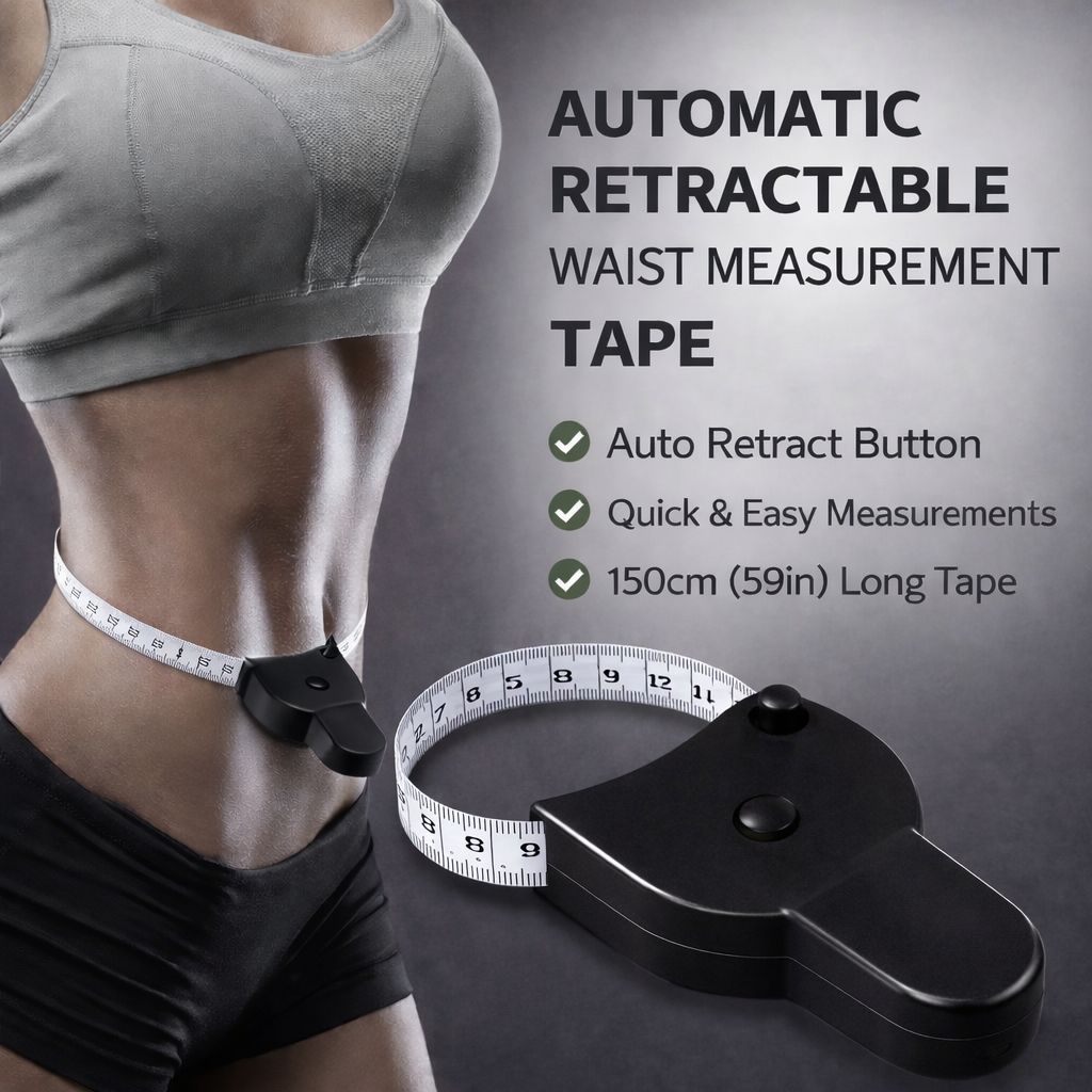 Automatic Waist Tape Measure with Auto-Retract Function - High-Precision Body Measuring Tool for Fitness, Weight Loss Tracking, Tailoring, Gym Progress, and Home Use - Simple One-Button Operation