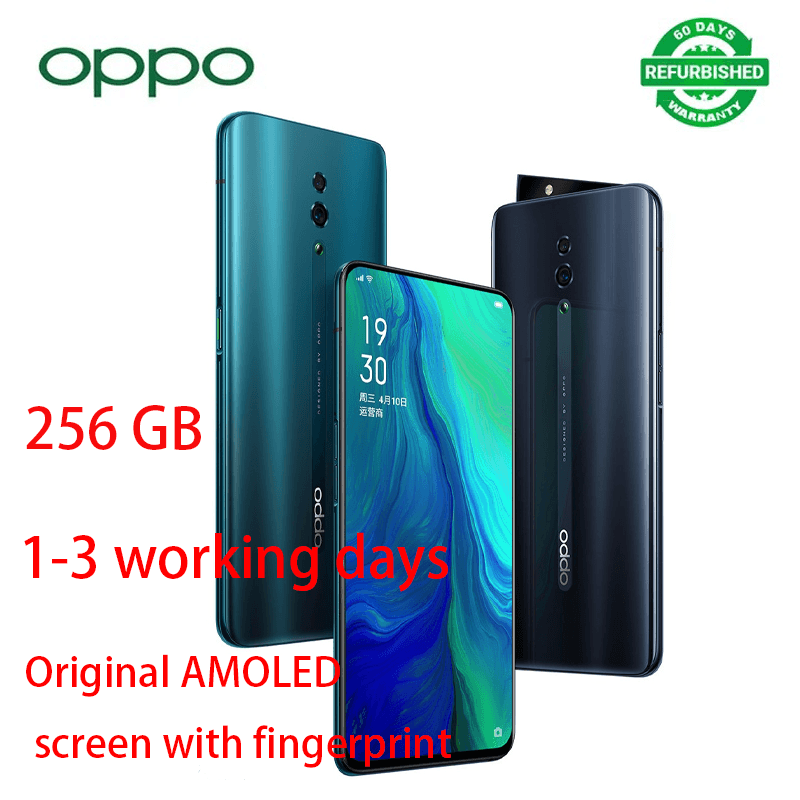 Refurbished oppo Reno smart phone 256GB/128GB+6GB face unlock  6.4-inch 48MP+16MP+5MP 2G / 3G / 4G /LTE DUAL SIM