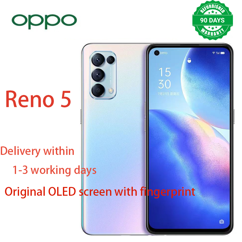 Refurbished Phone OPPO Reno5 Reno 5K 5g Smartphone 6.43" 4300mAh 8GB+128GB, 12GB+256GB Rear Camera: 64MP Front Camera: 32MP