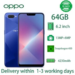 Refurbished oppo A5 /A3s Ram 4GB+Rom 64GB, Smartphone Android LTE Phone, 6.2 Inch Screen, Front 8mp, Rear 13mp + 2MP Camera, Face Unlock, 4230mah Battery, Octa Core Dual SIM Smartphone