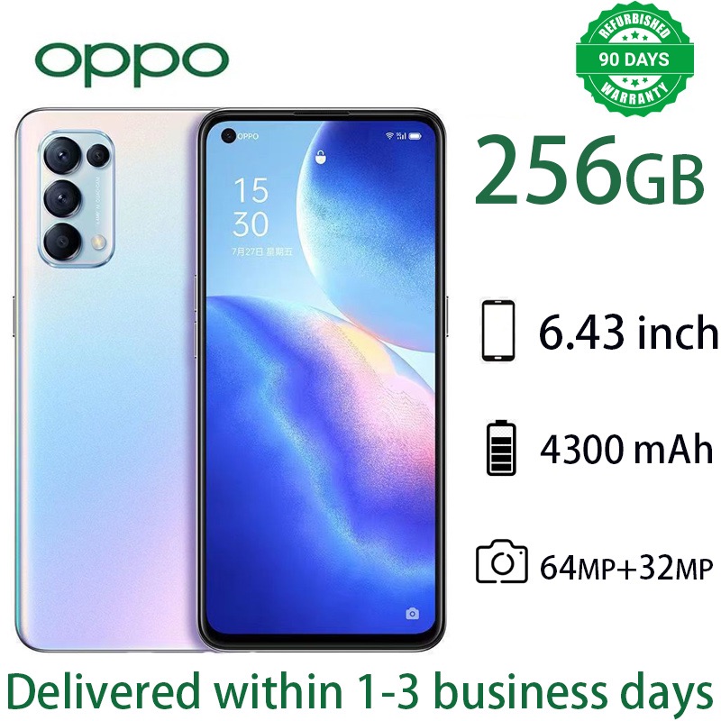 Refurbished Phone OPPO Reno5 Reno 5K 5g Smartphone 6.43" 4300mAh 8GB+128GB, 12GB+256GB Rear Camera: 64MP Front Camera: 32MP