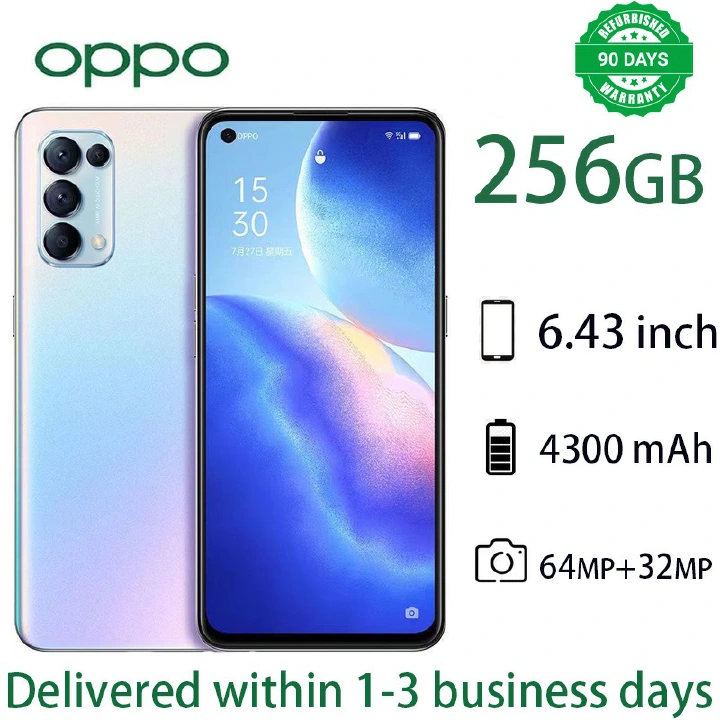 Refurbished Phone OPPO Reno5 Reno 5K 5g Smartphone 6.43" 4300mAh 8GB+128GB, 12GB+256GB Rear Camera: 64MP Front Camera: 32MP