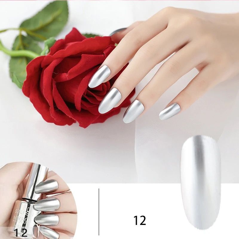 12 Colors Mirror Polish Long-lasting Quick-drying Metallic Silver Purple Rose Gold Nail Polish Is Not Peelable Nails Gel Varnish