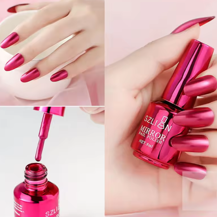 12 Colors Mirror Polish Long-lasting Quick-drying Metallic Silver Purple Rose Gold Nail Polish Is Not Peelable Nails Gel Varnish
