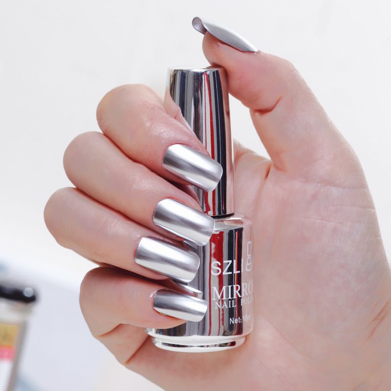 12 Colors Mirror Polish Long-lasting Quick-drying Metallic Silver Purple Rose Gold Nail Polish Is Not Peelable Nails Gel Varnish