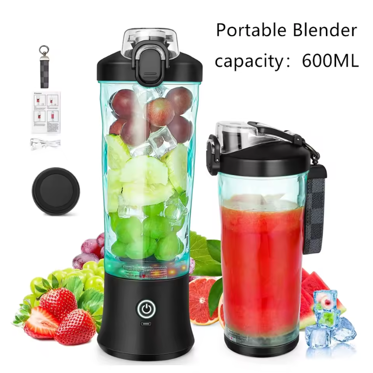 Portable Blender, Cordless, 18oz. Vessel, Personal Blender-for Shakes & Smoothies, BPA Free, Leakproof-Lid USB-C Rechargeable