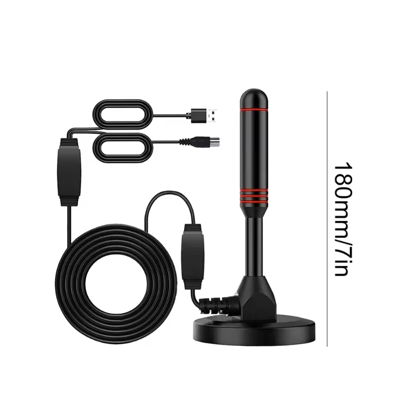 Portable TV Antenna 300cm Coax Cable HDTV Antenna DVB-T DVB-T2 DAB Indoor Outdoor Digital HD Freeview Aerial Plug and Play