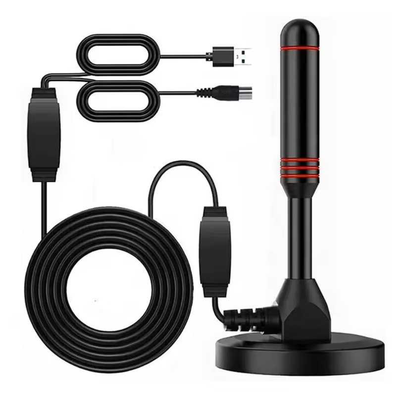 Portable TV Antenna 300cm Coax Cable HDTV Antenna DVB-T DVB-T2 DAB Indoor Outdoor Digital HD Freeview Aerial Plug and Play