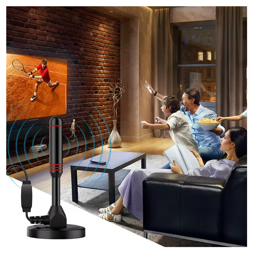 Portable TV Antenna 300cm Coax Cable HDTV Antenna DVB-T DVB-T2 DAB Indoor Outdoor Digital HD Freeview Aerial Plug and Play
