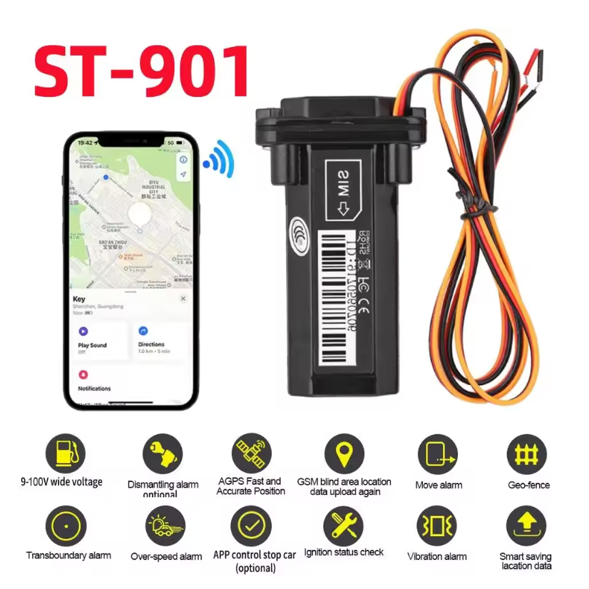2G GPS Tracker ST-901 Vehicle Tracking Device Motorcycle Car GPS GSM SMS Locator Vibration Overspeed Alarm with Real Time Tracking