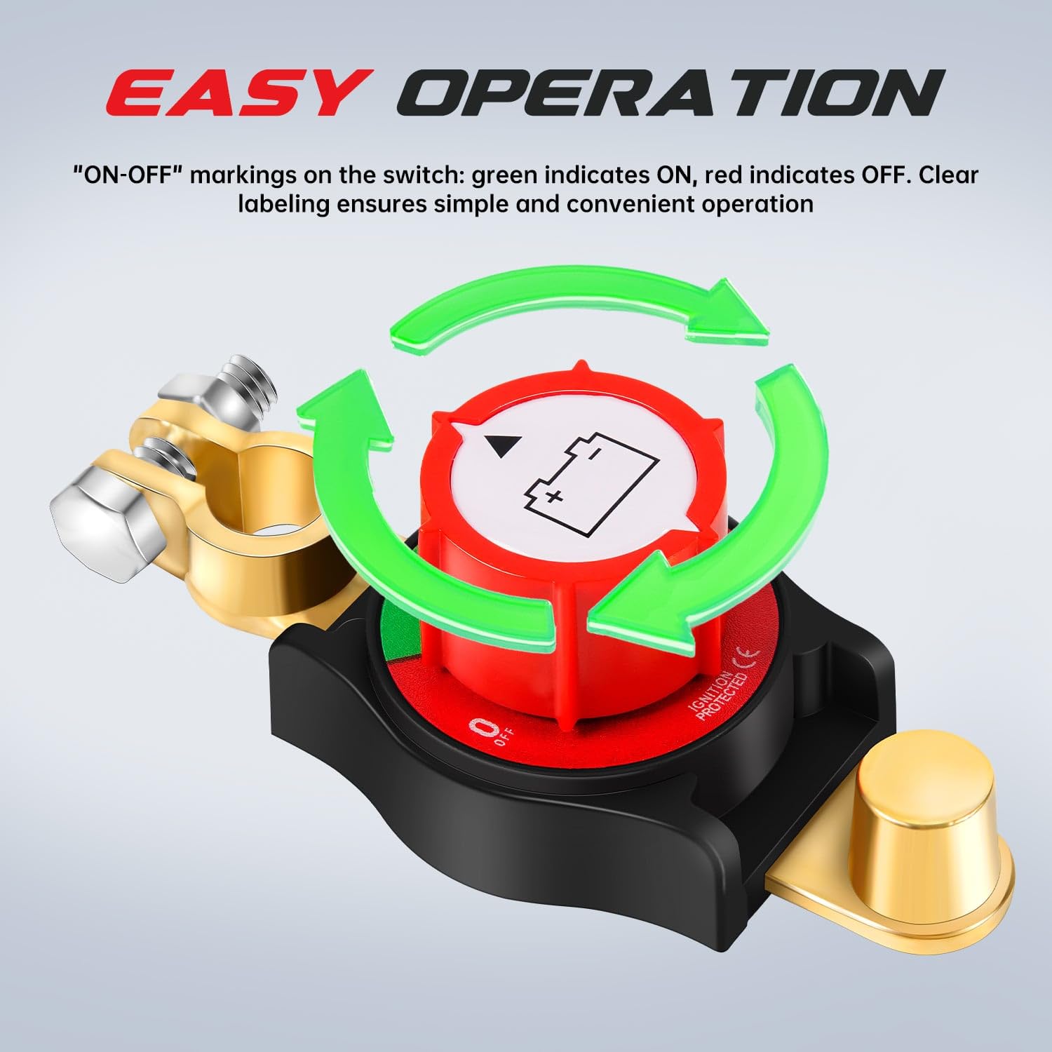 Top Post Battery Disconnect Switch, Car Battery Disconnect Switch 12V-48V, Battery Kill Switch Negative On/Off for Cars, Vehicles, RVs and Boats