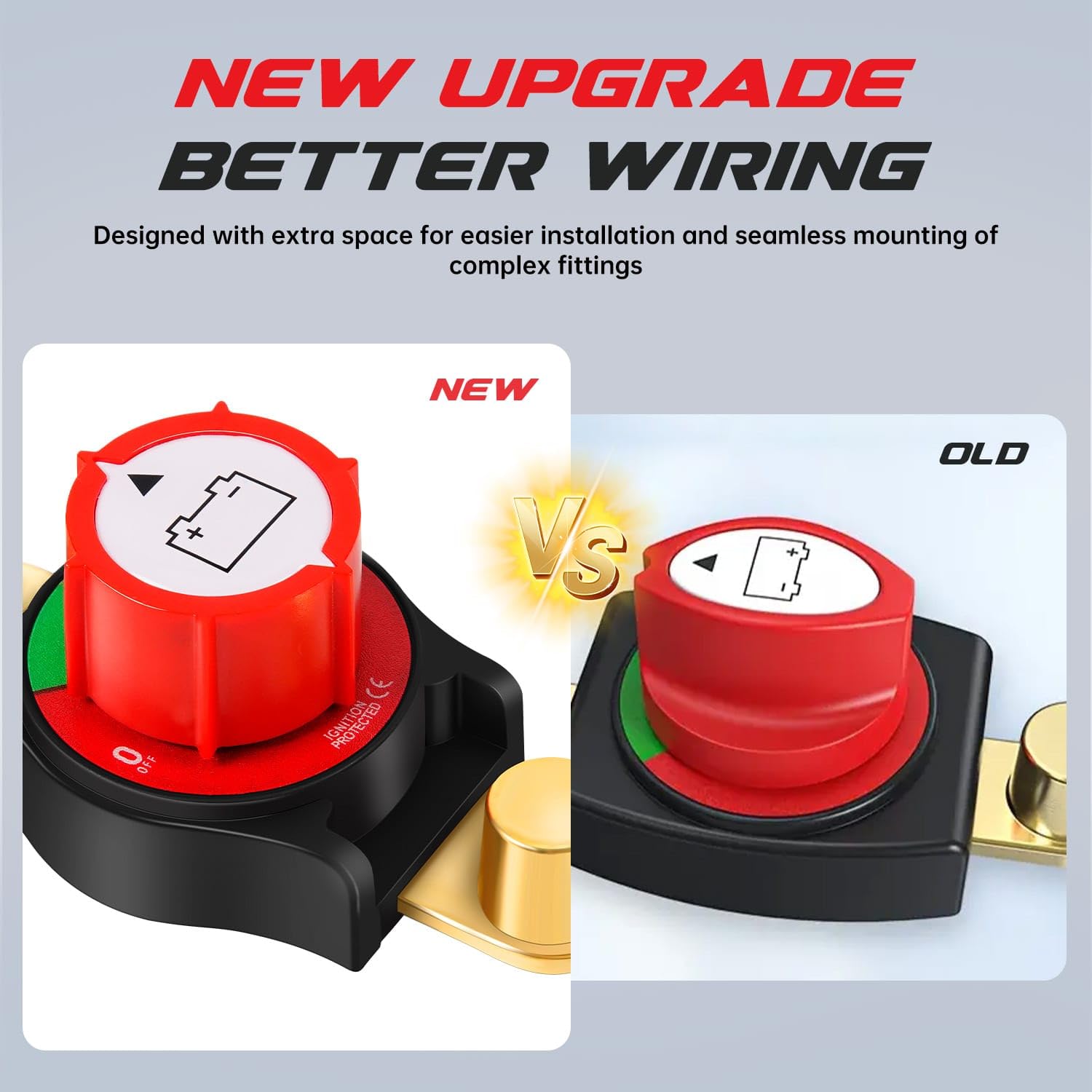 Top Post Battery Disconnect Switch, Car Battery Disconnect Switch 12V-48V, Battery Kill Switch Negative On/Off for Cars, Vehicles, RVs and Boats