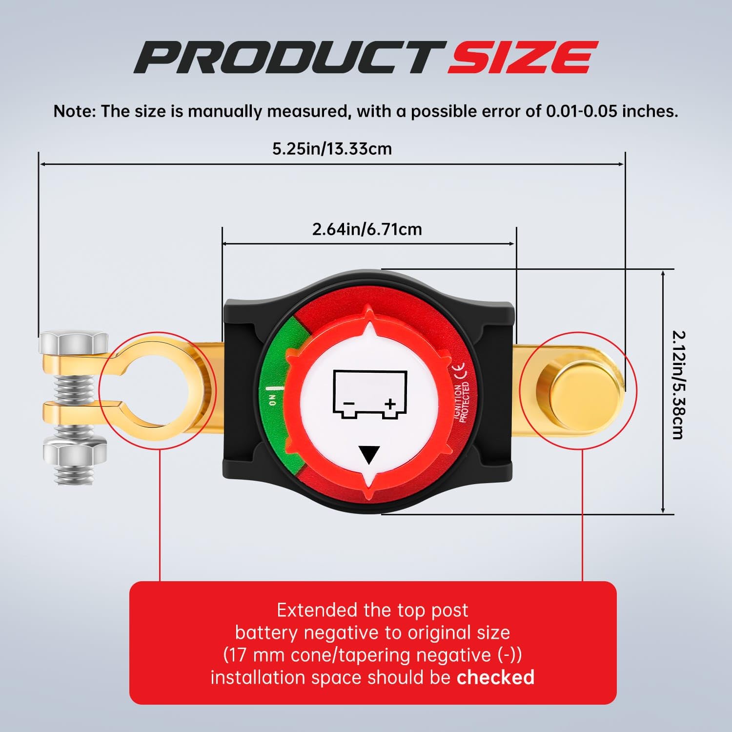 Top Post Battery Disconnect Switch, Car Battery Disconnect Switch 12V-48V, Battery Kill Switch Negative On/Off for Cars, Vehicles, RVs and Boats
