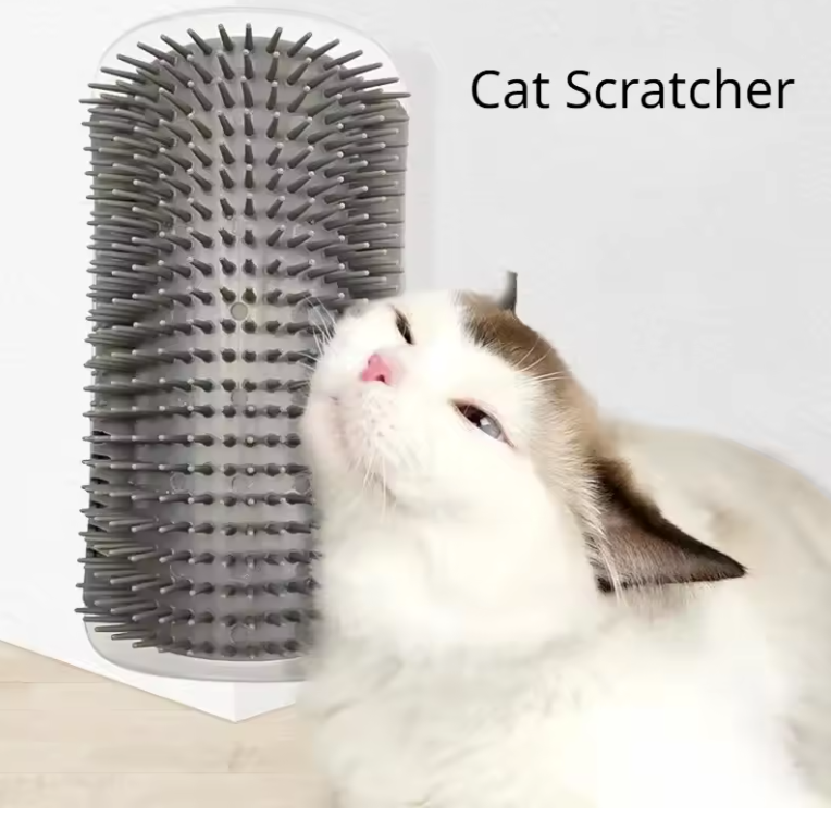 Cat Corner Brush Comb Massager for Cat Arch Plastic Scratcher Remove Hair Comb Grooming with Catnip Cat Self Cleaning Cat Supply