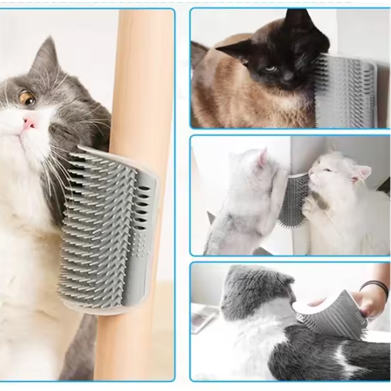 Cat Corner Brush Comb Massager for Cat Arch Plastic Scratcher Remove Hair Comb Grooming with Catnip Cat Self Cleaning Cat Supply