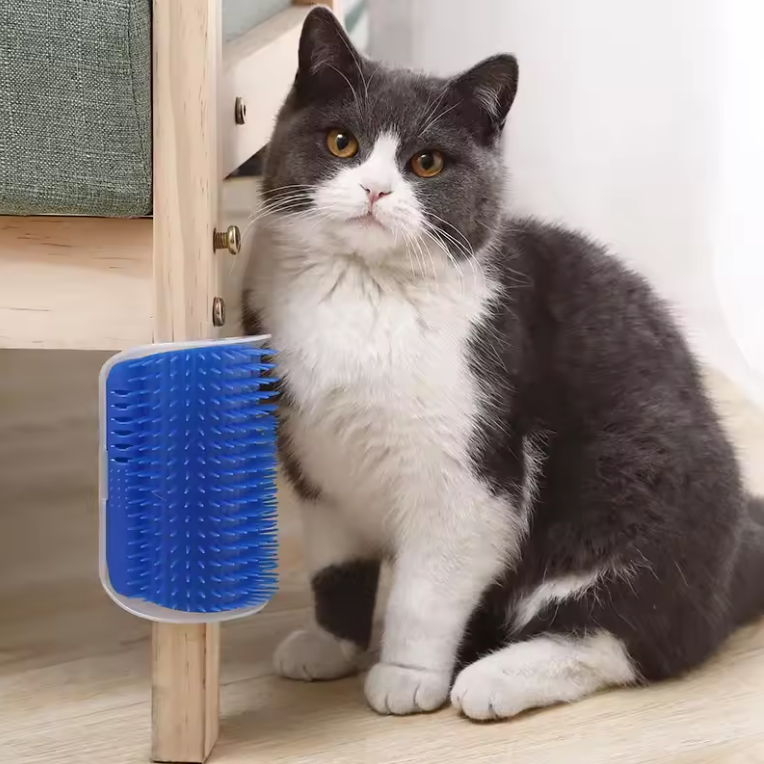 Cat Corner Brush Comb Massager for Cat Arch Plastic Scratcher Remove Hair Comb Grooming with Catnip Cat Self Cleaning Cat Supply