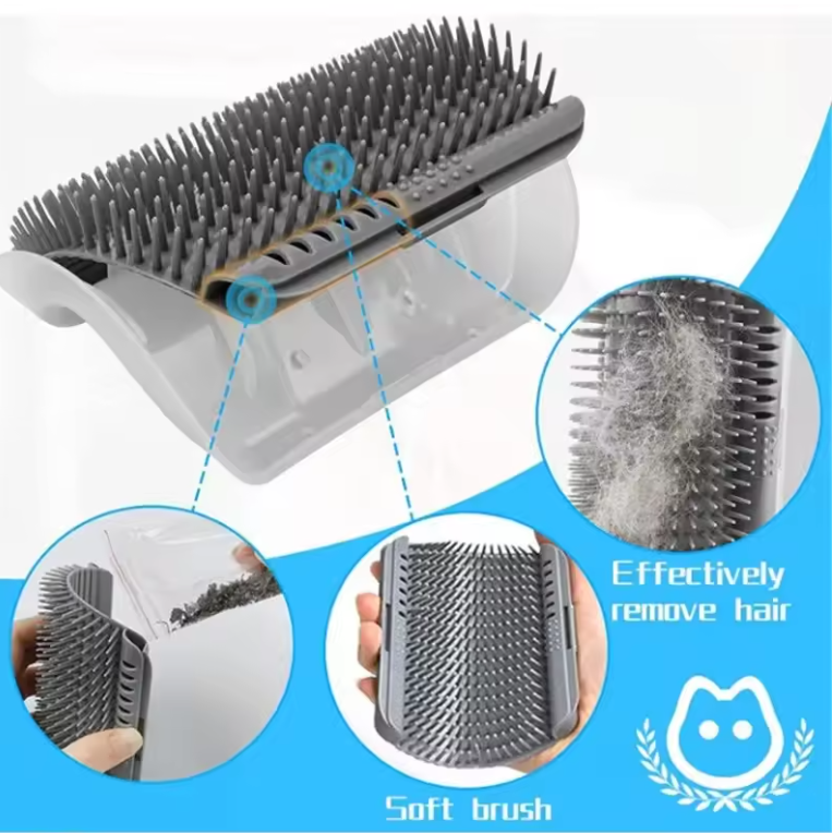 Cat Corner Brush Comb Massager for Cat Arch Plastic Scratcher Remove Hair Comb Grooming with Catnip Cat Self Cleaning Cat Supply