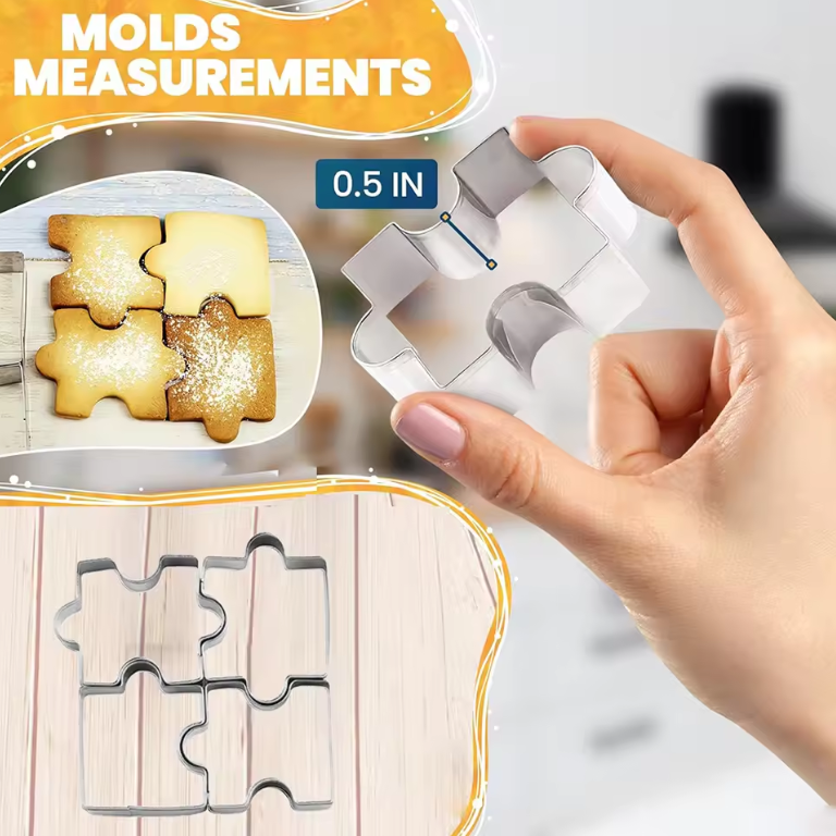 4PCS/Set Stainless Steel Cake Cookie Mold Jigsaw Mold Diy Baking Tools Christmas Birthday Decorations