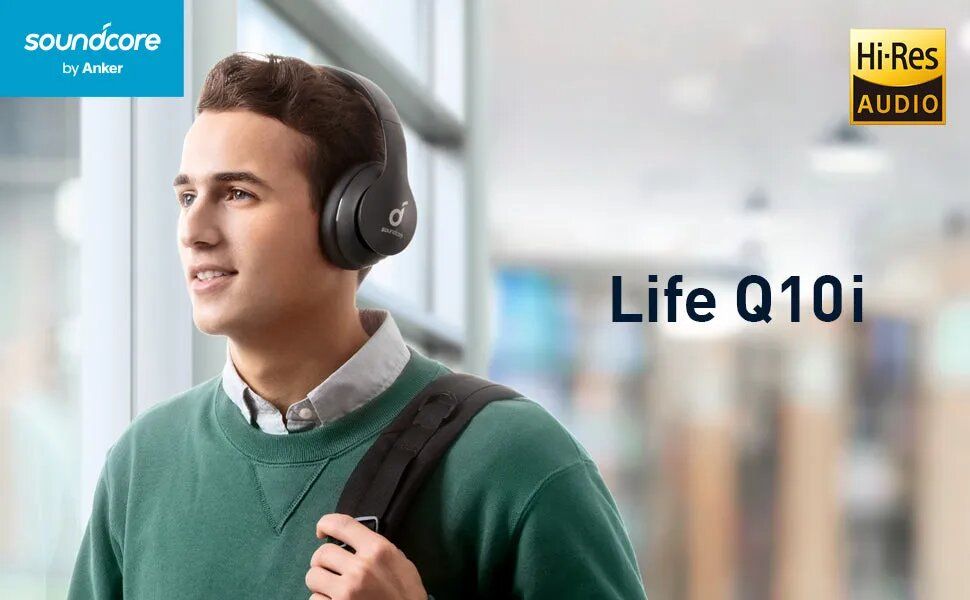 Anker Soundcore Q10i Wireless Bluetooth Headphones with Hi-Res Audio, Extended 60-Hour Playtime, Customized Sound & BassUp Technology - Black