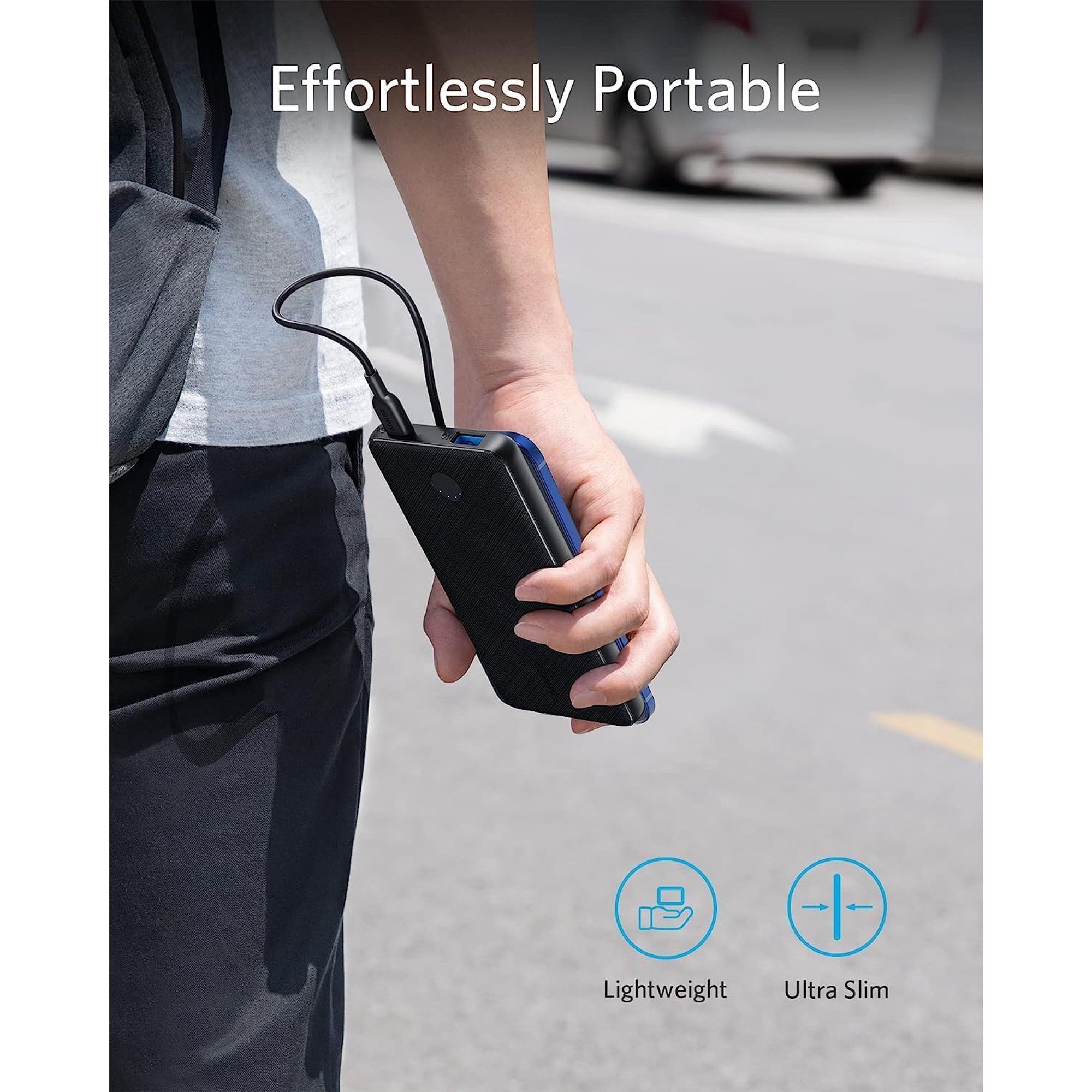 Anker PowerCore III 10K with 10,000mAh, Slim Fit for Palm and Pocket, Faster Charging, USB-C Recharging & Slim Size - Black